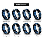 font options for inside engraving on blue & silver seahorse rings
