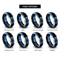 font options for inside engraving on blue & gray seahorse rings