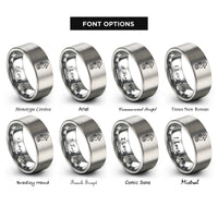 font options for inside engraving on grey seahorse rings