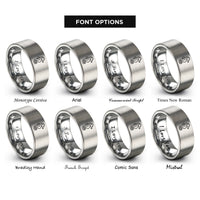 font options for inside engraving on grey seahorse rings