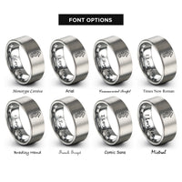 font options for inside engraving on gray seahorse rings