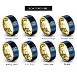 font options for inside engraving on gold & blue seahorses heart rings