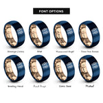 font options for inside engraving on rose gold & blue seahorses heart rings