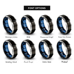 font options for inside engraving on black & blue & grey seal rings