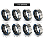 font options for inside engraving on black & blue & grey seal rings