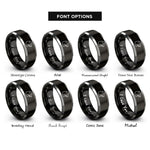 font options for inside engraving on black & silver seal rings