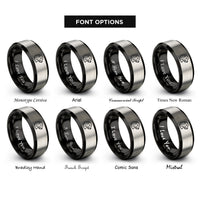 font options for inside engraving on black & gray seal rings