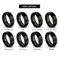 font options for inside engraving on black seam gauge rings