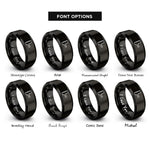font options for inside engraving on black seam gauge rings