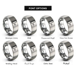 font options for inside engraving on gray seam gauge rings