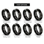 font options for inside engraving on black & silver seam ripper rings