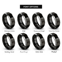 font options for inside engraving on black & gray search footprints compass rings