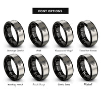 font options for inside engraving on black & gray search rescue cross rings
