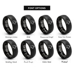 font options for inside engraving on black search rescue dog rings