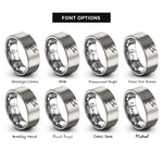 font options for inside engraving on grey searchlight beam moon rings