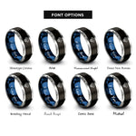 font options for inside engraving on black & blue & silver seashell rings