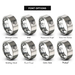 font options for inside engraving on grey seashell rings