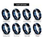 font options for inside engraving on blue & silver seated twist rings