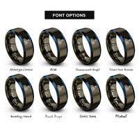 font options for inside engraving on gunmetal & blue seattle skyline rings