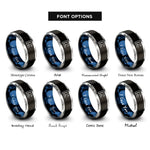 font options for inside engraving on black & blue & gray seawall wave rings