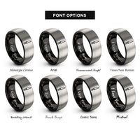 font options for inside engraving on black & silver seax short sword rings