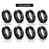 font options for inside engraving on black & grey seax short sword rings