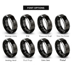 font options for inside engraving on black & grey secretary bird rings