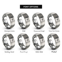 font options for inside engraving on grey secretary bird rings