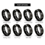 font options for inside engraving on black & silver sectioning clips rings