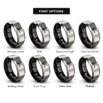 font options for inside engraving on black & silver sectioning clips rings