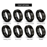 font options for inside engraving on black sectioning clips rings