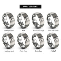 font options for inside engraving on gray sectioning clips rings
