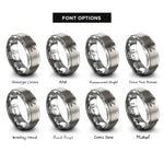font options for inside engraving on grey sectioning clips rings