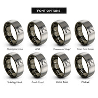 font options for inside engraving on gunmetal & gray sectioning clips rings