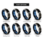 font options for inside engraving on black & blue & grey seed of life rings