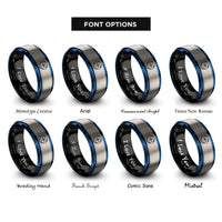 font options for inside engraving on black & blue & gray seed of life rings
