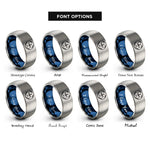 font options for inside engraving on blue & grey seed of life rings