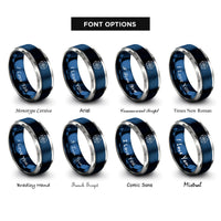 font options for inside engraving on blue & gray seed of life rings