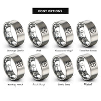 font options for inside engraving on gray seed of life rings