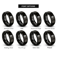 font options for inside engraving on black seed pattern maze rings