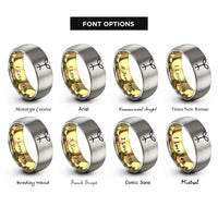 font options for inside engraving on gold & grey seedling sprout rings