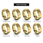 font options for inside engraving on gold & grey seedling sprout rings
