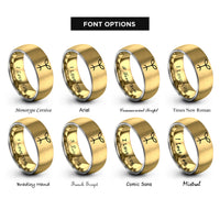 font options for inside engraving on gold & grey seedling sprout rings