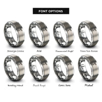 font options for inside engraving on grey seedling sprout rings