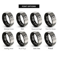 font options for inside engraving on black & grey segno circle rings