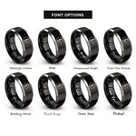 font options for inside engraving on black & grey segno circle rings