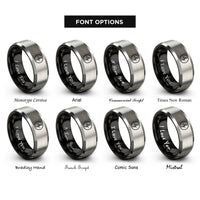 font options for inside engraving on black & gray segno circle rings