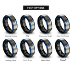 font options for inside engraving on black & blue & silver seigaiha wave pattern rings