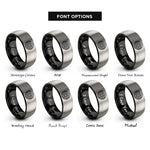 font options for inside engraving on black & gray seigaiha wave pattern rings