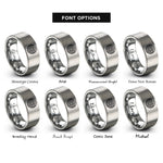font options for inside engraving on grey seigaiha wave pattern rings
